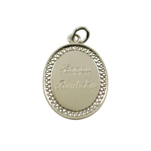 Vintage Sterling Silver Happy Birthday Pendant Charm &quot;50&quot;