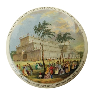Antique TJ & J Mayer Pot Lid "The Grand International Building of 1851 for the Exhibition of Art and Industry of All Nations" Crystal Palace