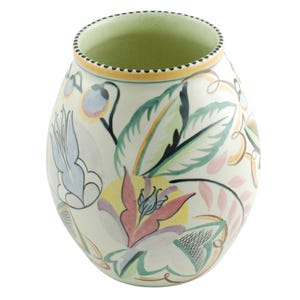 Vintage Staffordshire Blommig Fantasy Ware Art Deco Blommönster Keramikvas