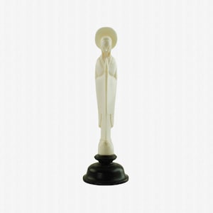 Antique Diminutive Madonna Figurine on Turned Wood Base