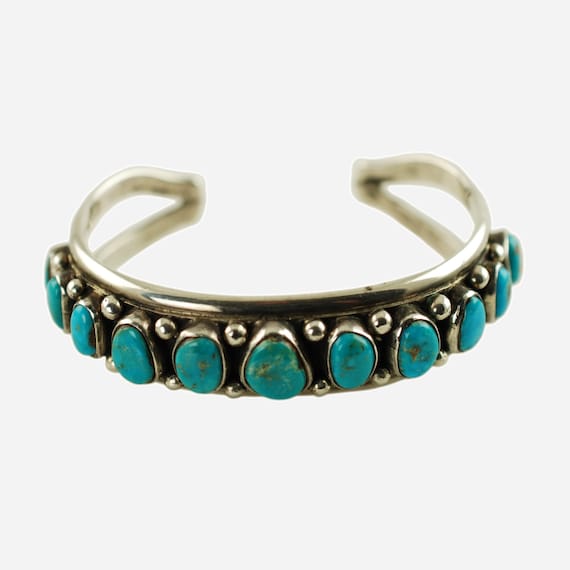Vintage Signed Navajo Turquoise 11 Stone Sterling Silver Vintage Signed Navajo Turquoise 11 Stone Sterling Silver