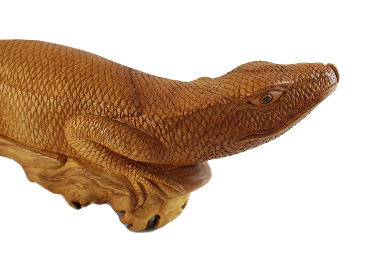 Vintage Hand Carved Burl Wood Sculpture Featuring Two Lizards Etsy