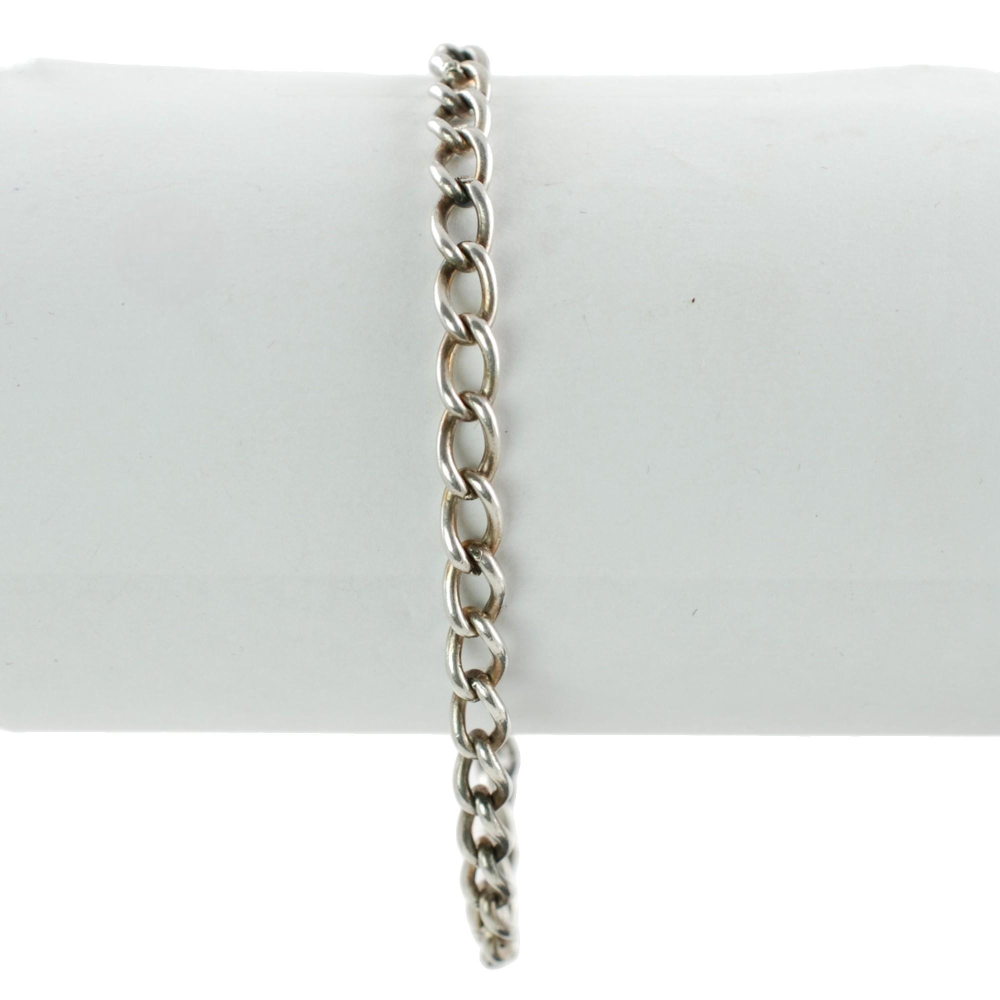 ヴィンテージ925スターリングシルバーチェーンリンク ブレスレット ヴィンテージ スターリングシルバー カーブチェーンリンクブレスレット