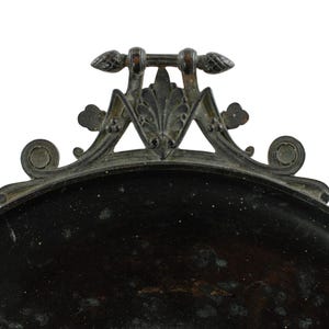 Antique Continental 19th Century Neoclassical Tazza Bronze Relief Plaque VIRGILIVS APVD MECENATEM Palmette Handles and Pinecone Finials image 4