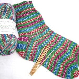 Sock knitting kit festive colours