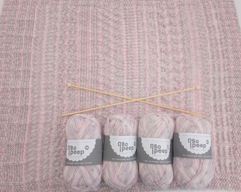 Bo Peep Baby Sampler Blanket knitting kit - colour set 1