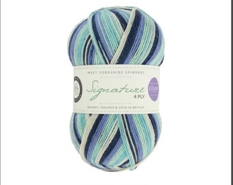 West Yorkshire spinners Signature 4 ply sock yarn 100g Stripey, Plain and Christmas