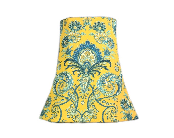 Yellow Lamp Shade, Boho Lamp Shade, Toile Lamp Shade, French Lamp Shade, Eclectic Lamp Shade