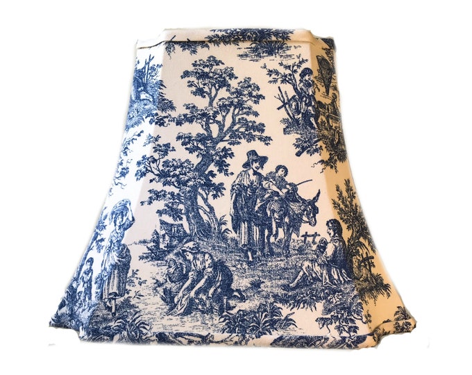Blue Toile Lamp Shade, Toile Lamp Shade, French Toile Lamp Shade
