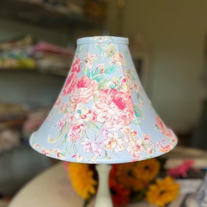 Floral Lamp Shade, Rose Lamp Shade, Pink Lamp Shade, Lamp Shade, Blue Lamp Shade
