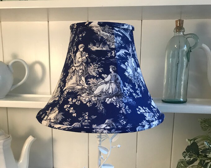 Navy Blue Toile Lamp Shade, Toile Lamp Shade, Blue Toile Lamp Shade