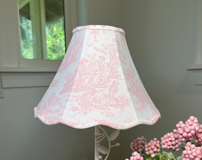 Pink Lamp Shade, Toile Lamp Shade, Pink Toile Lamp Shade, Nursery Lamp