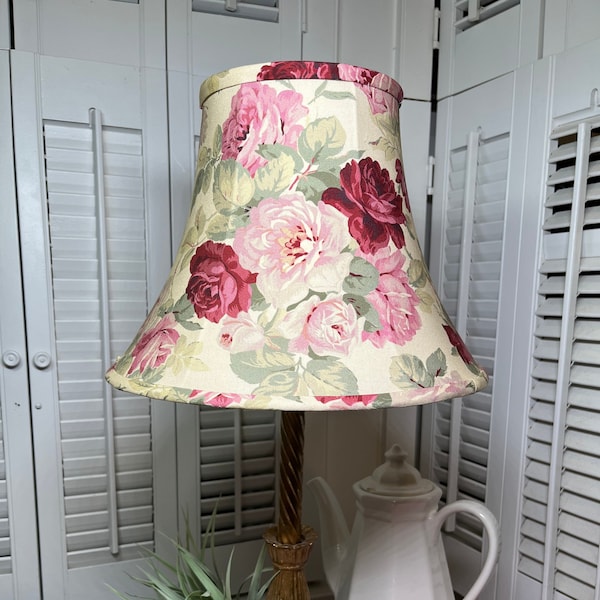 Floral Lamp Shade, Rose Lamp Shade, Cottage Lamo Shade, Shabby Chic Lamp Shade, Pink Lamp Shade, FREE SHIPPING - Continental USA