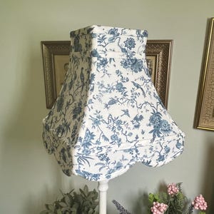 Toile Lamp Shade, Blue Toile Lampshade, Blue Lamp Shade, Floral Lamp Shade, Lamp Shade, Cottage Lamp Shade, Buffet Lamp Shade