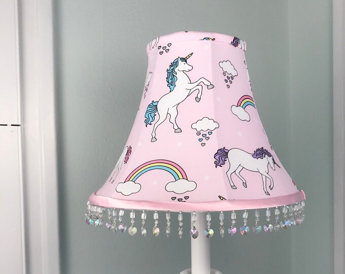 Unicorn Lamp Shade, Pink Lamp Shade, Nursery Lamp Shade, Rainbow Lamp