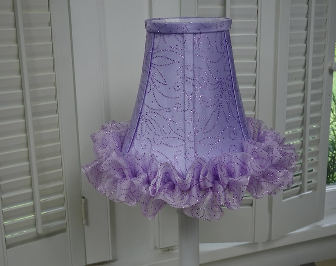 Lavender Lamp Shade, Purple Lamp Shade, Satin Lamp Shade, Ruffled Lamp