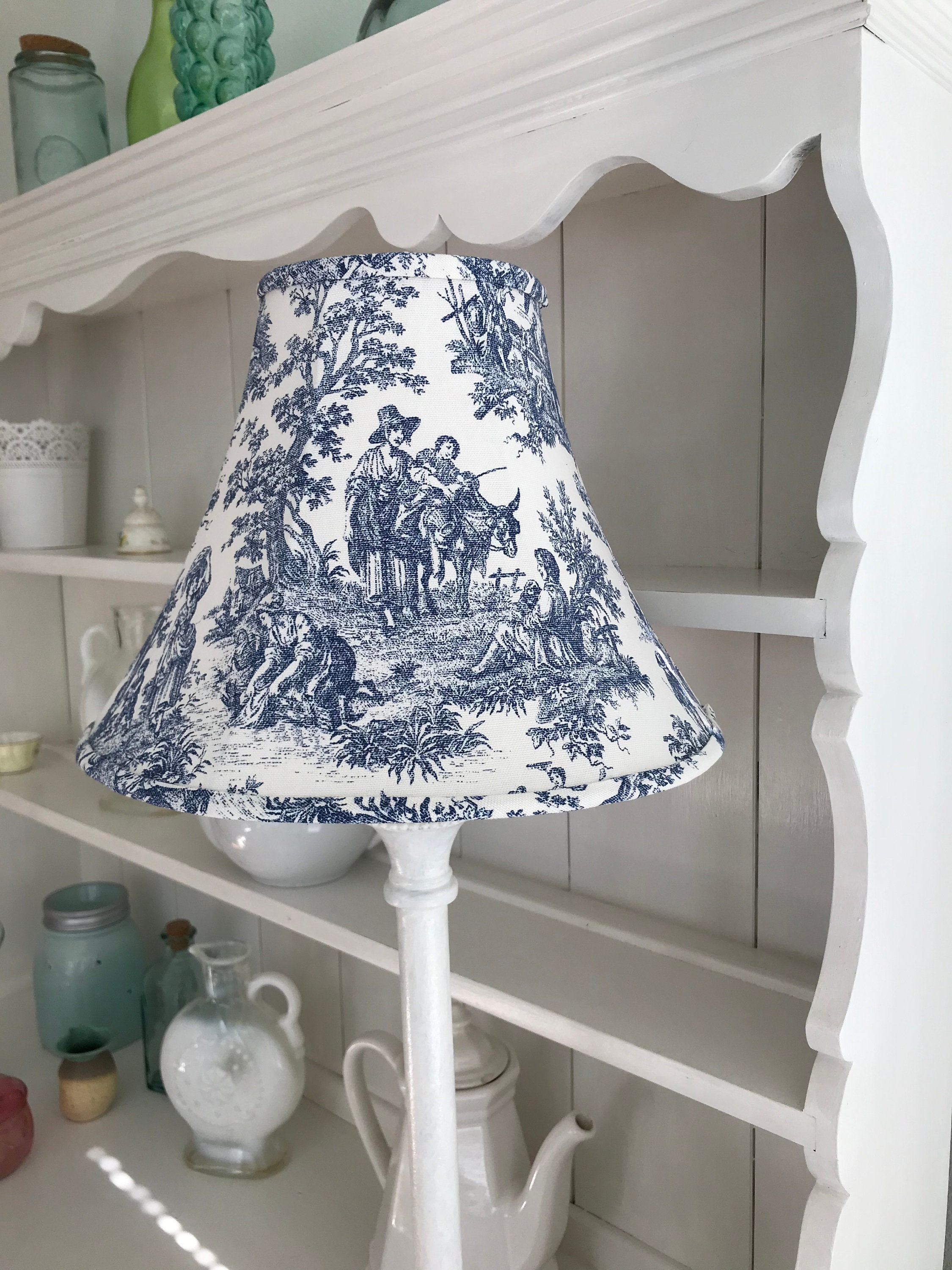 Toile Lamp Shade Blue Toile Lamp Shade French Toile Lamp Etsy
