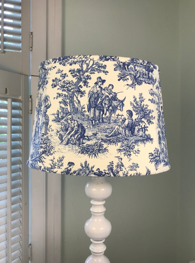 Toile Lamp Shade Blue French Oval Free Continental Usa