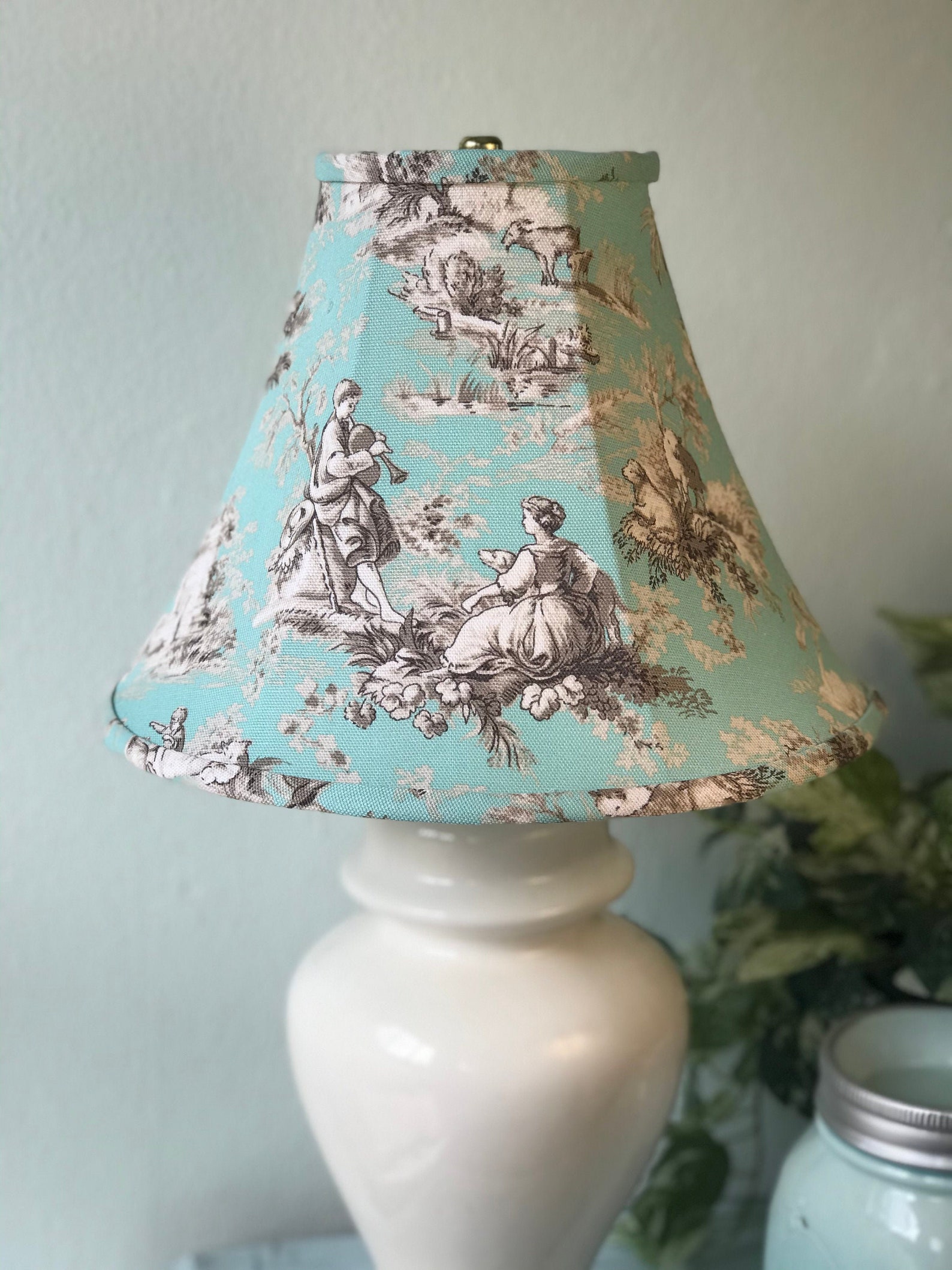 Toile Lamp Shade Blue Toile Lamp Shade French Country Lamp Etsy