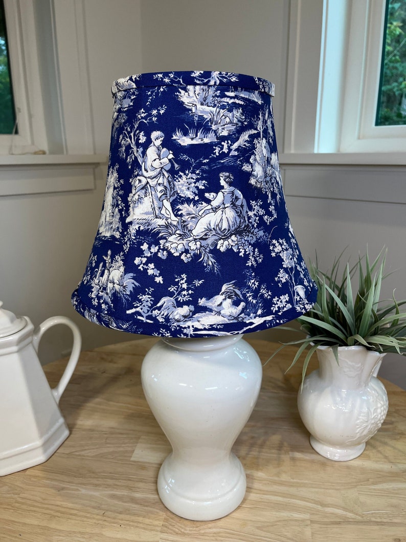 Navy Blue Lampshade Toile Lampshade Navy Lampshade French Etsy