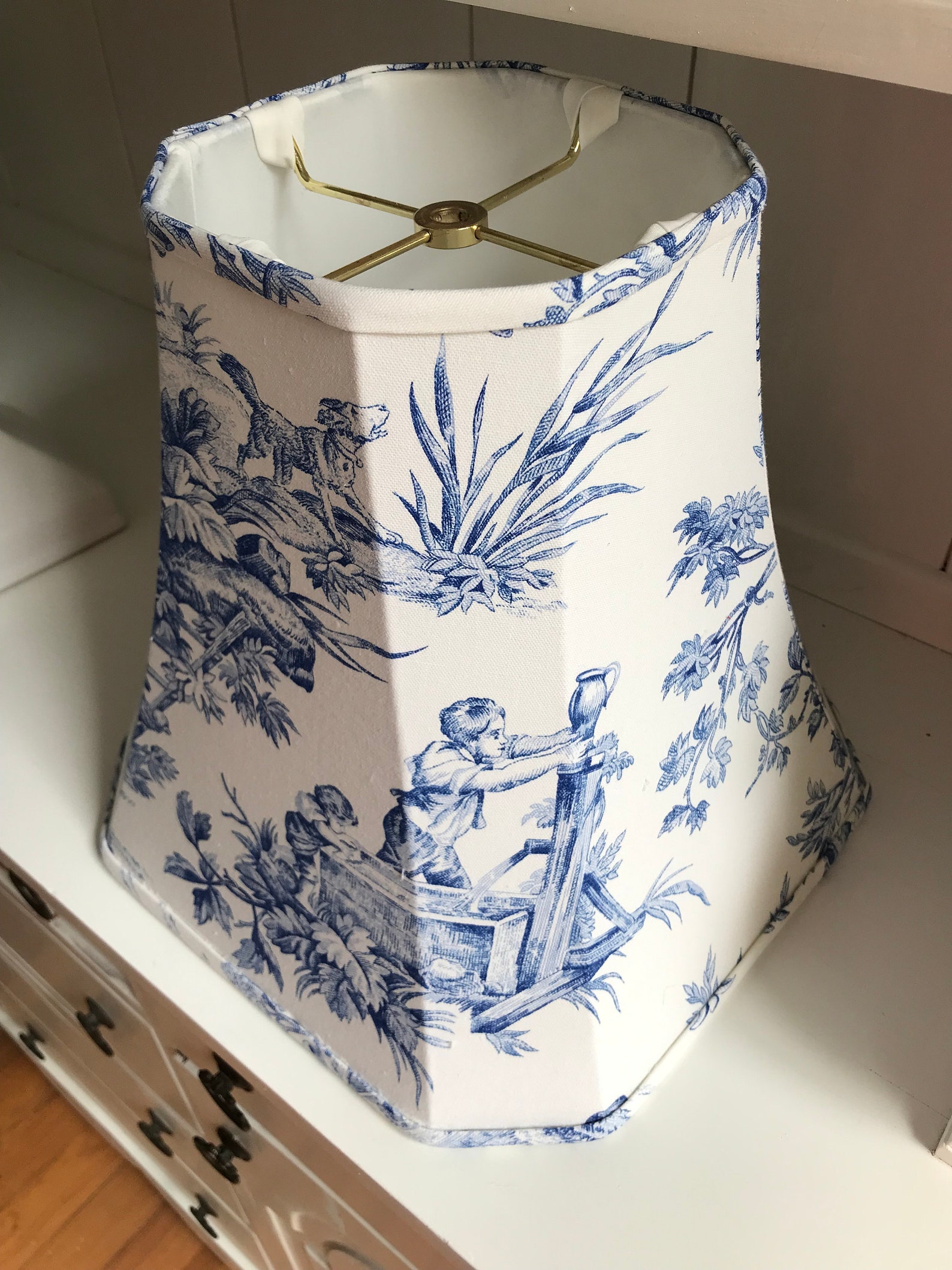 Blue Toile Lamp Shade Toile Lamp Shade Colonial Lamp Shade Etsy