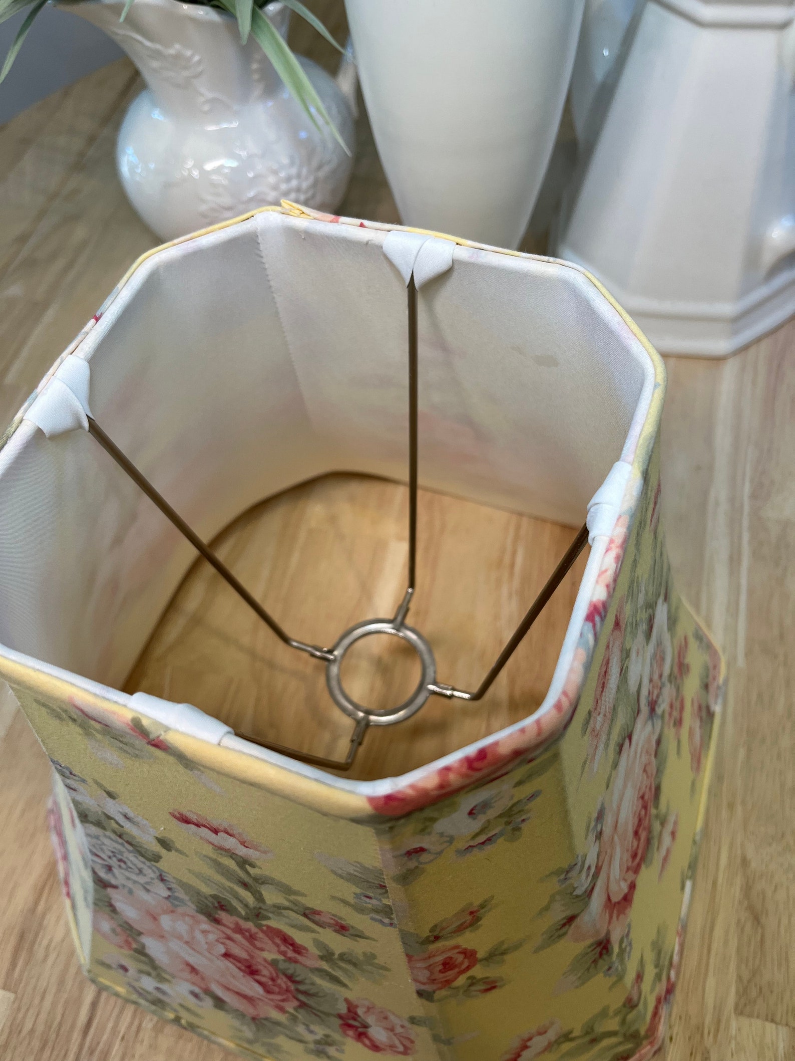 Yellow Lamp Shade Rose Lamp Shade Floral Lamp Shade Cottage Etsy