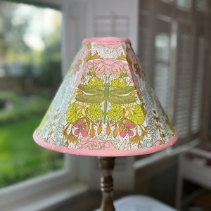 Dragonfly Lamp Shade, Floral Lamp Shade, Eclectic Lamp Shade, Cottage Lamp Shade, Pink Lamp Shade, Arts and Crafts Lamp Shade