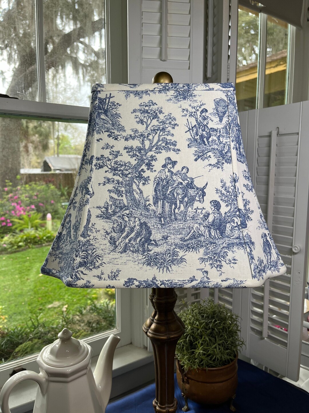 Toile Lamp Shade, Blue Toile Lamp Shade, Blue Lampshade, Lamp Shades