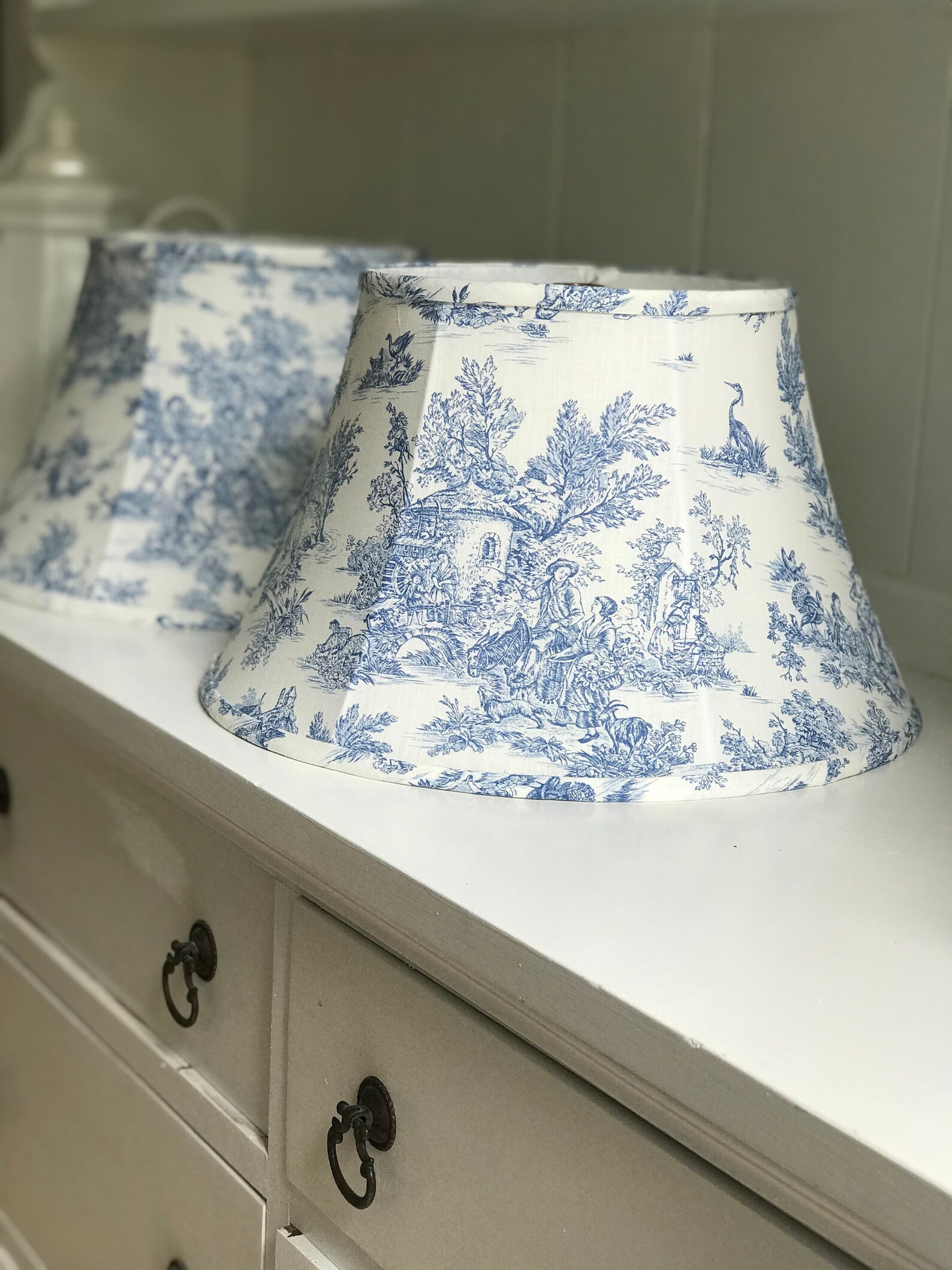 Blue Toile Lamp Shade Toile Lamp Shade Colonial Lamp Shade Etsy