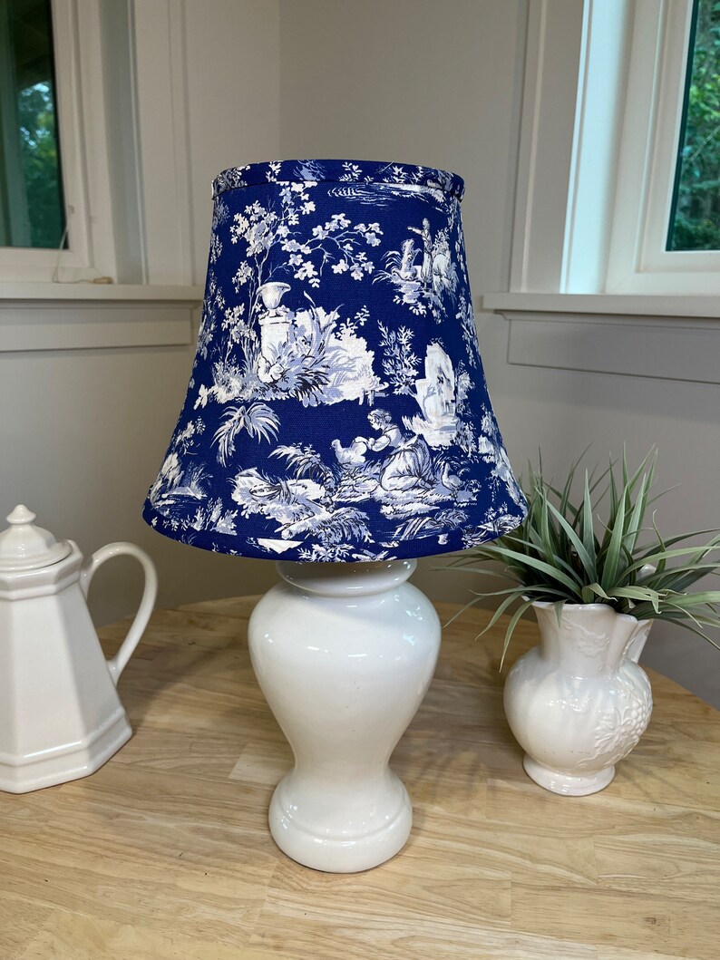 Navy Blue Lampshade Toile Lampshade Navy Lampshade French Etsy