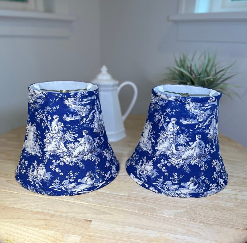 Navy Blue Lampshade Toile Lampshade Navy Lampshade French Etsy