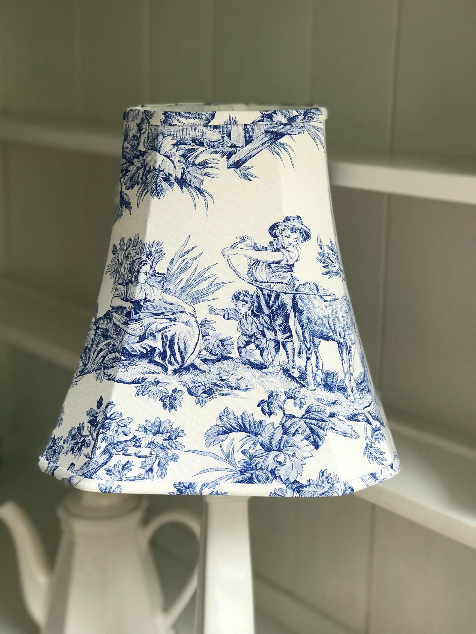 Blue Toile Lamp Shade Toile Lamp Shade Colonial Lamp Shade Etsy