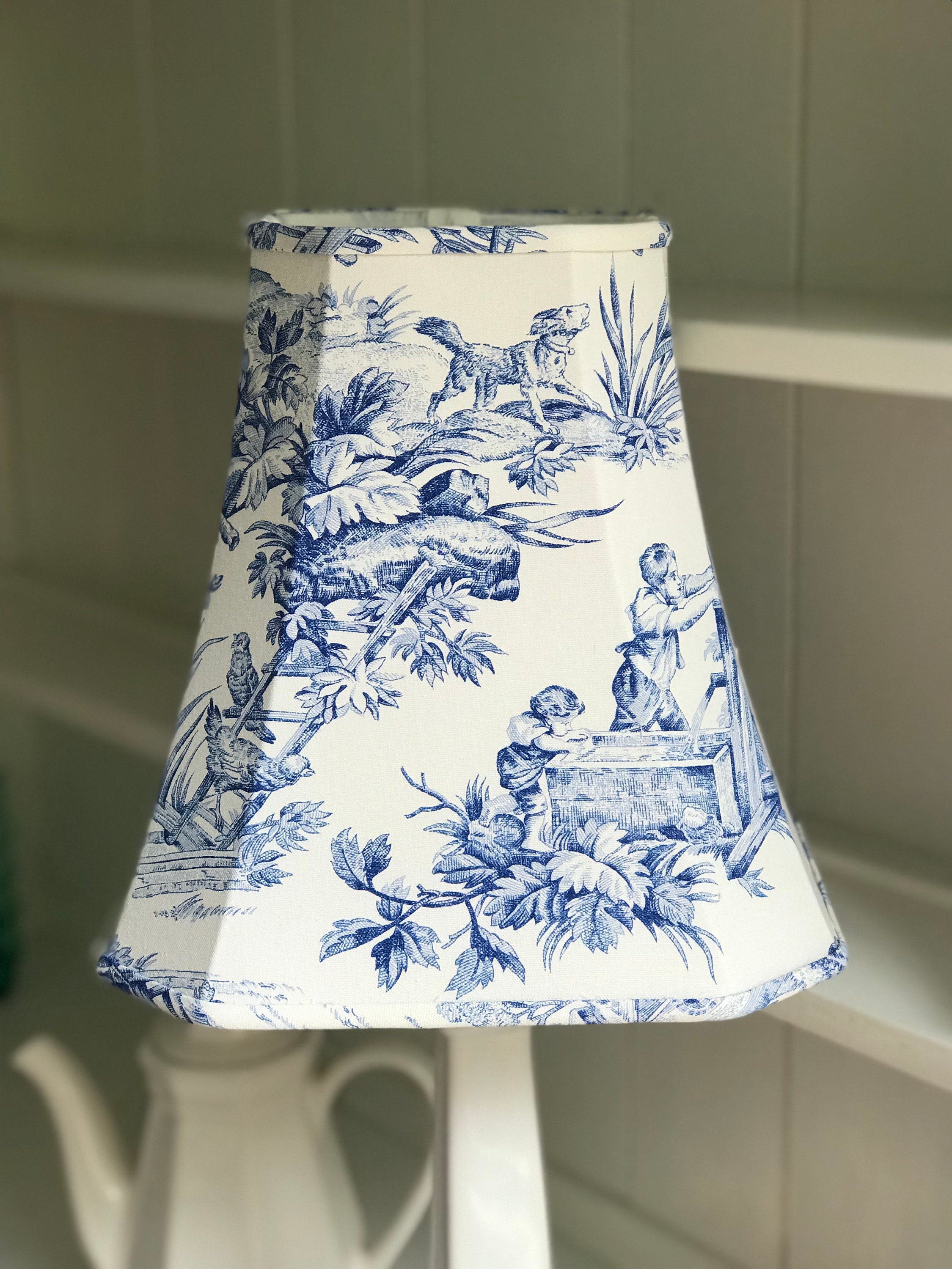 Blue Toile Lamp Shade Toile Lamp Shade Colonial Lamp Shade Etsy
