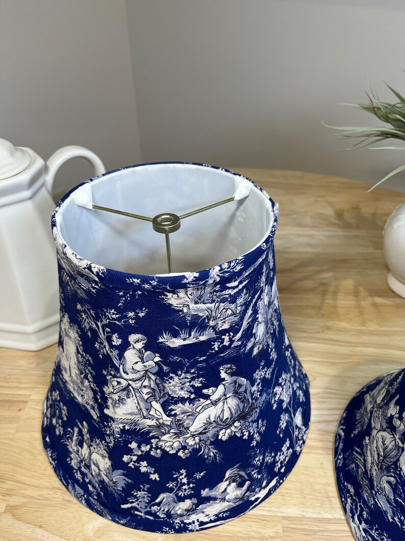 Navy Blue Lampshade Toile Lampshade Navy Lampshade French Etsy