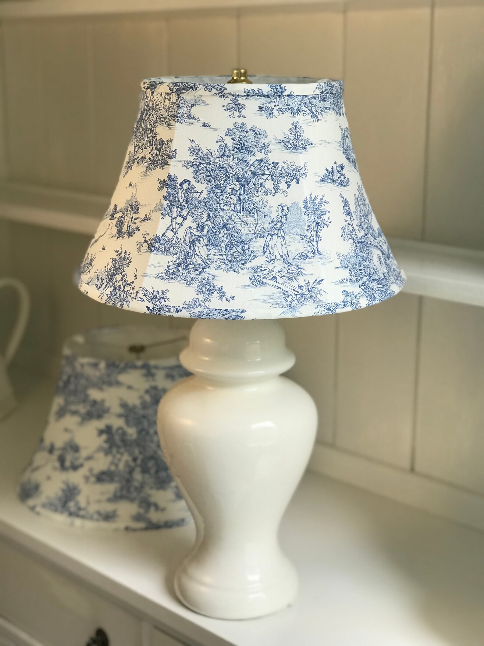 Blue Toile Lamp Shade Toile Lamp Shade Colonial Lamp Shade Etsy