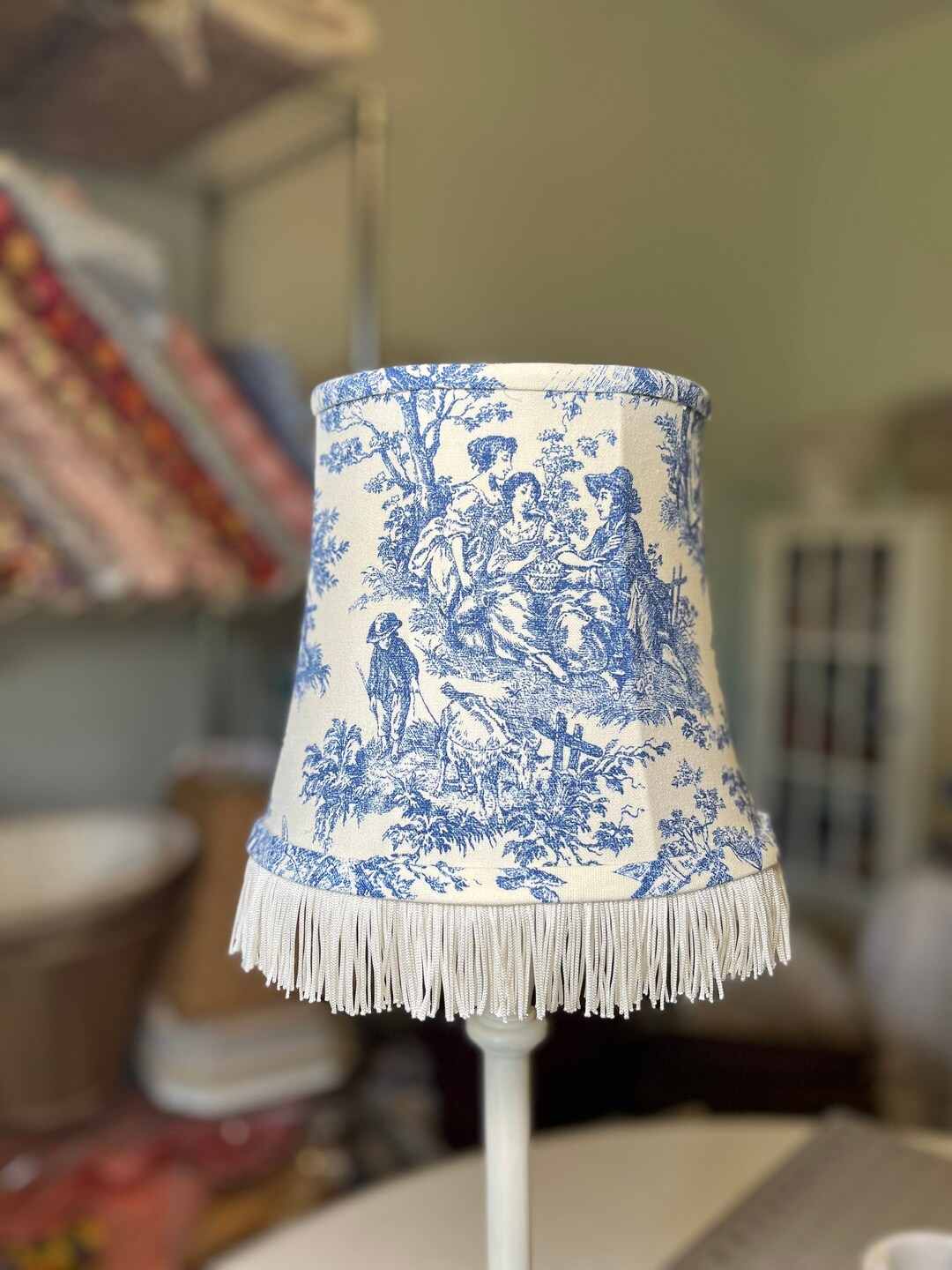 Toile Lamp Shade, Blue Toile Lamp Shade, French Country Lamp Shade