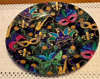 Mardi Gras dinner and salad plate set display plates