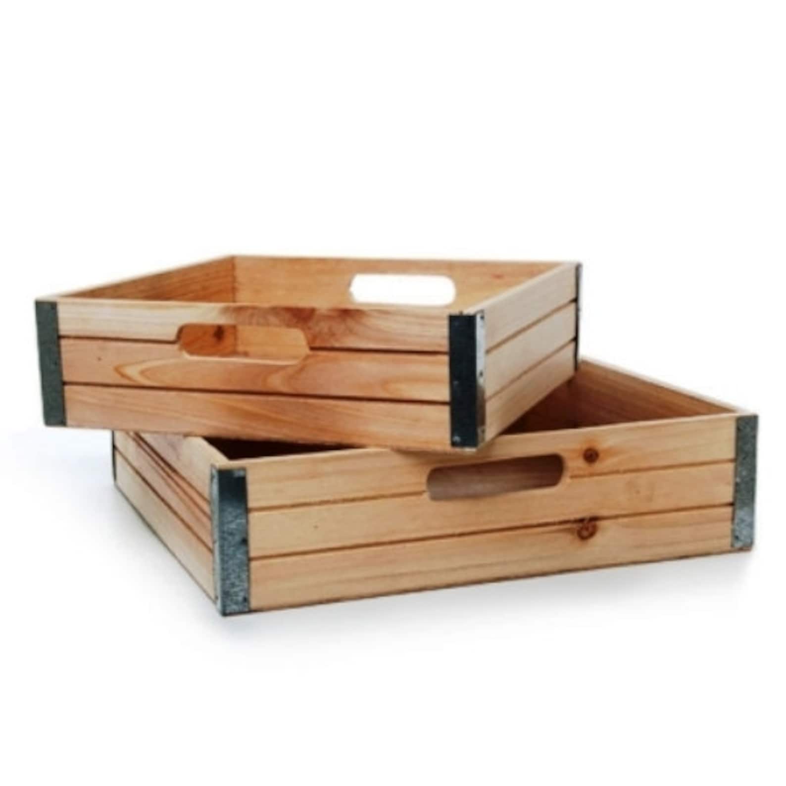 Wooden Hamper Crates Set of 2 Gift Baskets / Boxes 35 X 35 Etsy Australia