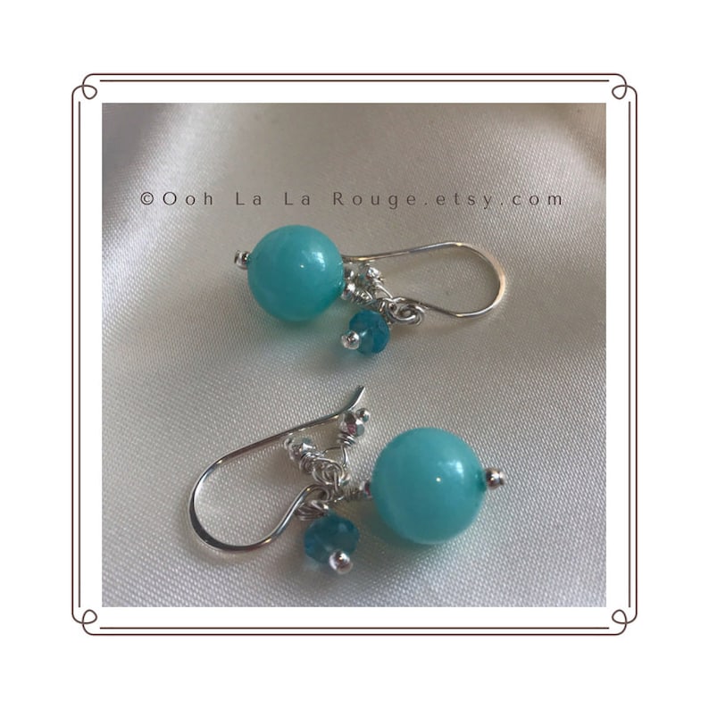 Sterling Silver Heart Charm Apatite Gemstones Hemimorphite Handmade Ear Wires Jewelry Gift for Her Blue Gemstone Bracelet Earring Set