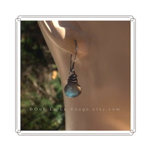 Labradorite Earrings with Oxidized Sterling Silver Handmade Ear Wires. Genuine Gemstones