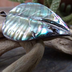 Leaf Brooch - Paua Abalone Shell Inlay Sterling Silver signed ASF Taxco - Free Shipping -[#166 - DC - Box 3]