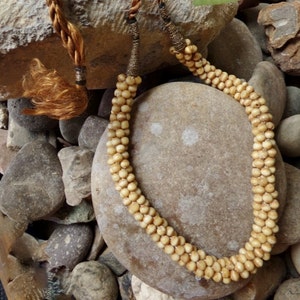 Crochet Bone Seed Shape Beaded Necklace - Egyptian - FREE SHIPPING -  [#203- DC - Box 2]