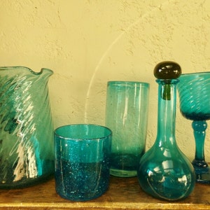 Mixed Set of Aqua Glass Vessels Pitcher FREE 188 DC Shelf 5 R image 1