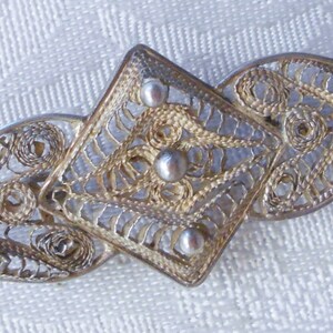 Antique Sterling Silver Filigree Brooch by Alfredo Alarid - FREE SHIPPING - [#48 - DC - Box 1]