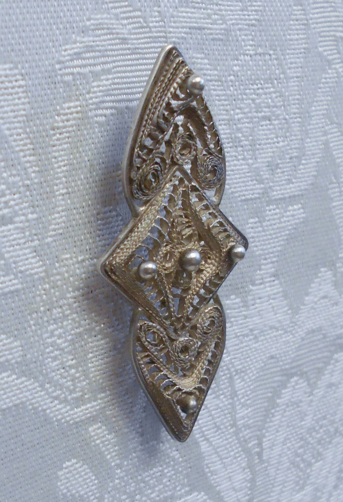 Antique Sterling Silver Filigree Brooch by Alfredo Alarid FREE SHIPPING