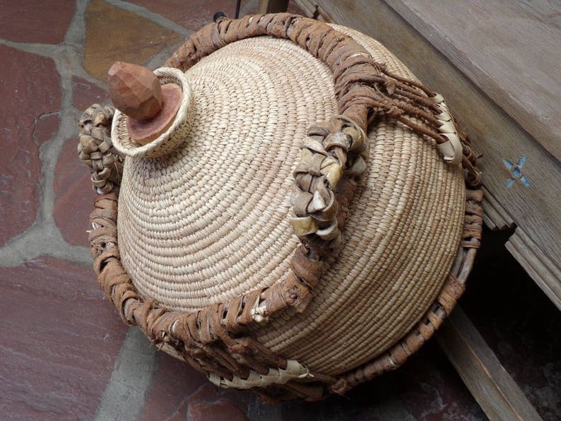 LARGE Namibian Milk Container Coiled Basket by Liina Amantundu Free Shipping 245 Garage image 1