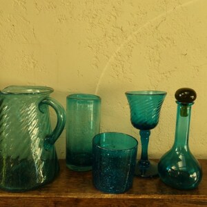 Mixed Set of Aqua Glass Vessels Pitcher FREE 188 DC Shelf 5 R image 3