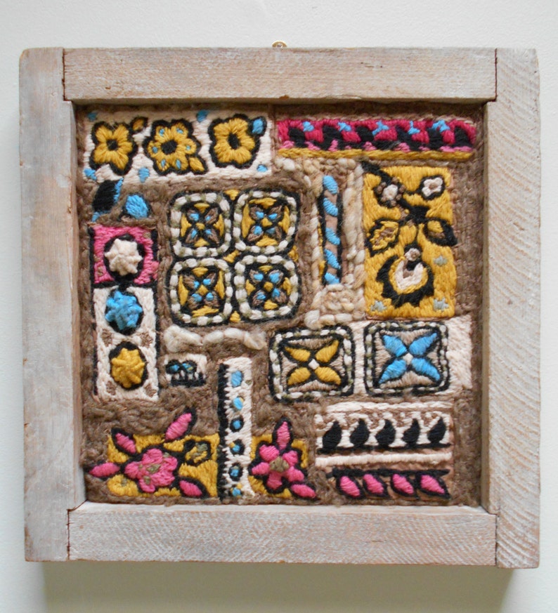 Vintage Hand Woven Wool Tapestry Wall Hanging in Rustic Frame Etsy