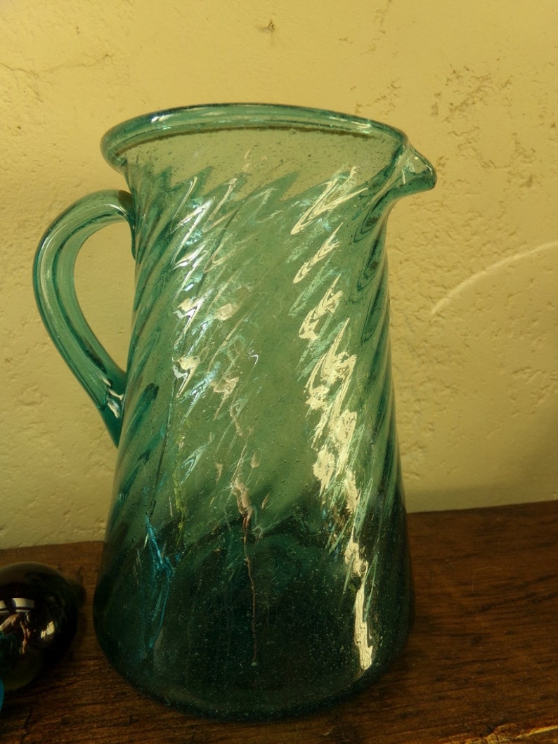 Mixed Set of Aqua Glass Vessels Pitcher FREE 188 DC Shelf 5 R image 4