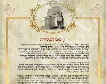 Pitum Ha'Ketoret - La Ofrenda de Incienso Ketoret - Una estampa adornada para la purificación de energías negativas, bendición y éxito en la casa